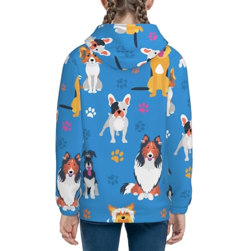 Cute Dogs Kids Pullover Hoodies Boys Sweatshirts Girls Athletic Clothes with Pocket4