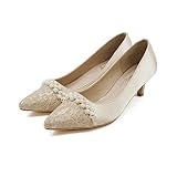 [Jurer] 5cmヒール パンプス ビジュー パール レース