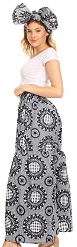 Sakkas Esme Women's African Ankara Flared Wide Leg Palazzo Pants with Pockets3