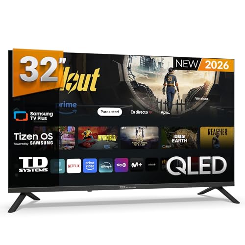 TD Systems - Smart TV 32 Pulgadas QLED Samsung TV Tizen OS 8.0. Triple Tuner (DVB-T2/C/S2). Televisores con Samsung Smart TV Gaming Hub. Televisión del 2026 - PRIME32QC22TIZEN