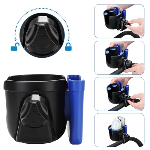 Image of Accmor 2-in-1 Wheelchair Cup Holder, Walker Cup Holder with Phone Holder, Universal Drinks Holder for Stroller, Rollator, Scooter, Walker, Wheelchair Accessory