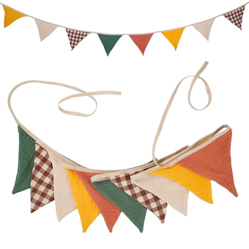 2Pcs Triangle Bunting Flag No-DIY Cotton Fabric Garland Reusable Party Banner for...