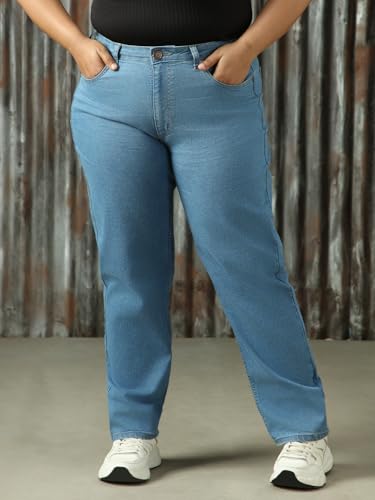 Image of High Star Women Washed Cotton Mom Fit High- Rise Jeans 49
