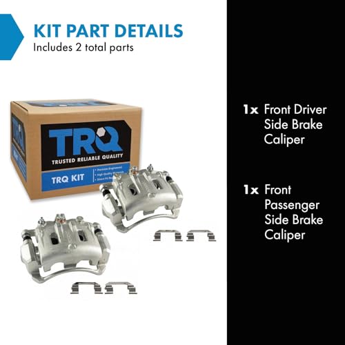 Image of TRQ Front Brake Caliper Set Zinc Coated Brackets Hardware Compatible with 2012-2015 Chevrolet Captiva Sport 2007-2009 Equinox 2007-2009 Pontiac Torrent 2008-2010 Saturn Vue 2007-2009 Suzuki XL-7