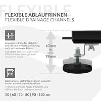 LuxeBath Duschrinne 70 cm 2in1, befliesbar, extra flach, Edelstahl, Schwarz, Doppelseitige Bodenablauf, Komplettset Bodenbefestigung, Duschablauf, Siphon mit Geruchsstop, Haarsieb, Ablaufrinne Dusche – Ansicht 4