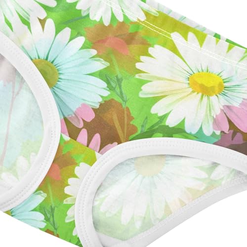 Toddler Underwear Floral 2t Cotton Cute Panties Girl Cartoon Kids Briefs Undies White Daisies Wildflowers Green4