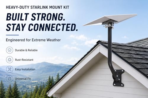 Image of cekay Starlink Gen 3 Mount Kit, Adjustable Wall Roof Mount for Starlink Standard 4 X Dish, 16.5 inch J Pole with Pipe Adapter, Reversible Standoff Arm, 360 Rotation, 20 Tilt, Heavy Duty Outdoor Mount