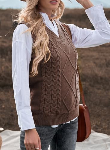 Image of EVALESS Oversized Sweater Vest for Women V Neck Sleeveless Solid Color Loose Pullover Sweater
