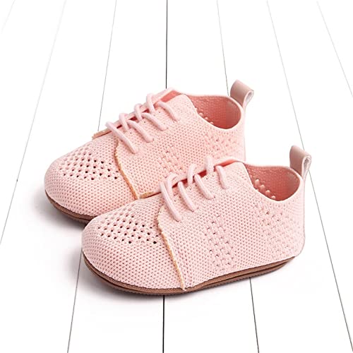 Spring and Summer Children Infant Toddler Shoes Boys and Girls Floor Sports Shoes Non Slip Lace Boys Casual Shoes Size 4 (Pink, 6-12 Months)2