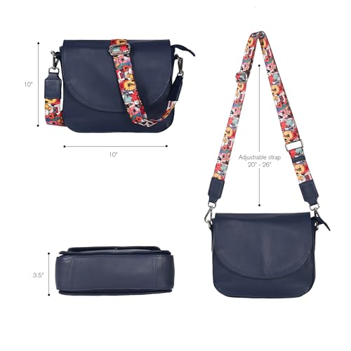 Image of Genuine Leather Shoulder Crossbody Purse For Women with Adjustable Strap, Mobile Pocket & Outside & Inside Zipper