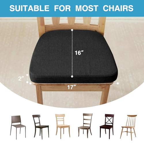 IASEAHK Chair Cushions for Dining Chairs Set of 2, Non Slip Kitchen Chair Pads, 17" x 16" x 2", Indoor Dining Chair Cushions with Ties, D-Shaped Seat Cushions for Kitchen Chairs, Black by IASEAHK - Used condition - Image 4