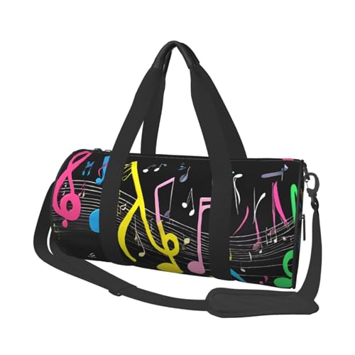 Sac de voyage rond imprimé avec organiseur léger et motifs de musique