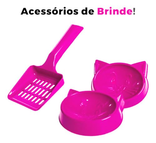 Caixa de Areia Banheiro Grande Furba Sandbox Fechada Para Gatos Rosa