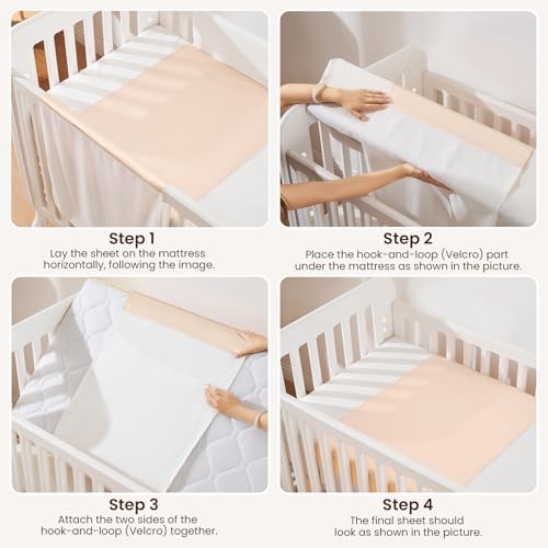THXSILK 100% 7A+ Grade Mulberry Silk Mini Crib Toddler Baby Bedding Sleeve Sheet for Hair and Skin Health, No More Bed Head and Baby Bald Spots 41.4inch*20.5inch, Champagne - Image 7
