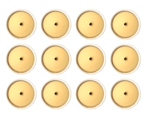 Lot de 12 flambeaux en terre cuite blanche Ø 17 cm – Durée 7,5 heures – Cire ivoire...