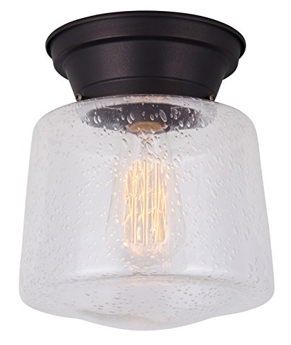 CANARM IFM623A08ORB LTD Mill 1 Light Flush Mount Oil Rubbed Bronze with Seeded Glass , Oil-rubbed Bronze