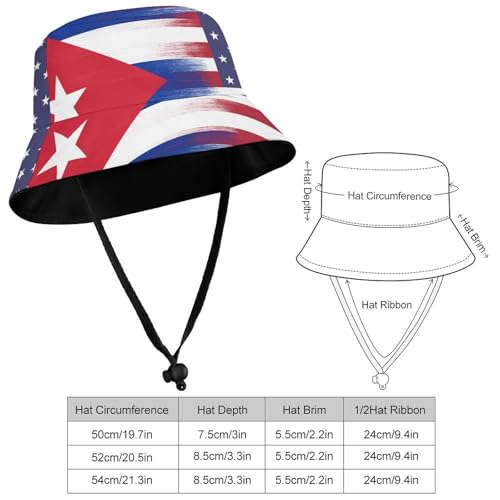 United States of America and Cuba FlagChildren's Bucket Hat for Boys and Girls, Breathable Summer Beach Hat52cm2
