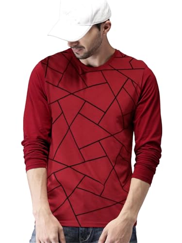 Image of LEOTUDE Men's Full Sleeve Regular Round Neck Cottonblend T-Shirt (Color Navy)