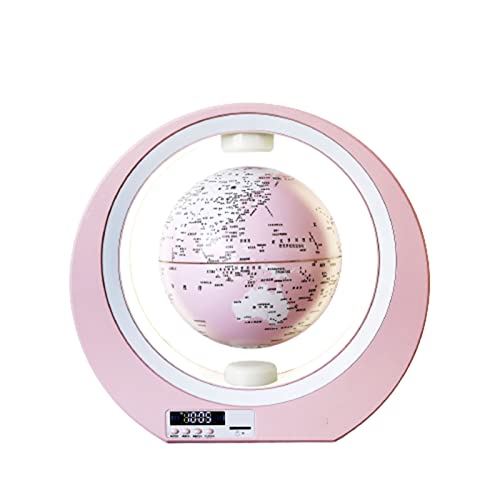 HOBEKRK Nachtlicht Modern Beleuchtung Klein Tischlampen Wohnzimmer Leselampe Nachtlichter Steckdose Kinder Magnetschwebekugel Smart Bluetooth Lautsprecher Uhr Touch,Pink,270X250X57mm Cover