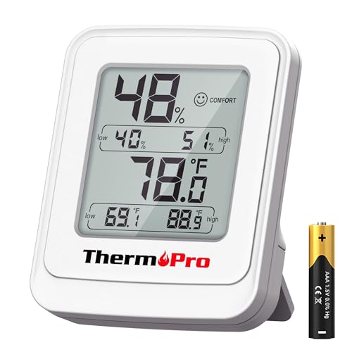 ThermoPro TP150 Greenhouse Thermometer Hygrometer, IPX5 High-Humidity Resistant Temperature and Humidity Monitor, High/Low Records Humidity Meter for Indoor Grow Tents, Basement, Reptile Terrarium