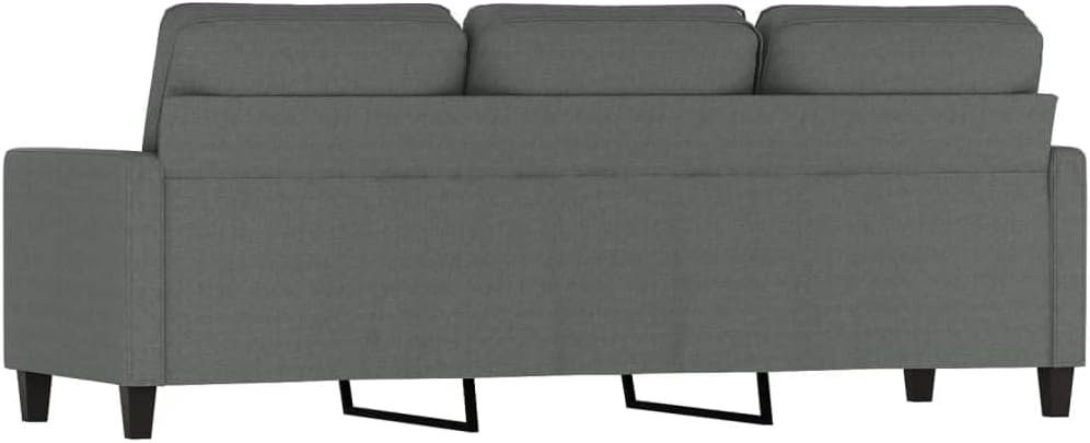 3-Seater Sofa Dark Grey 100% Polyester Fabric Living Room Furniture