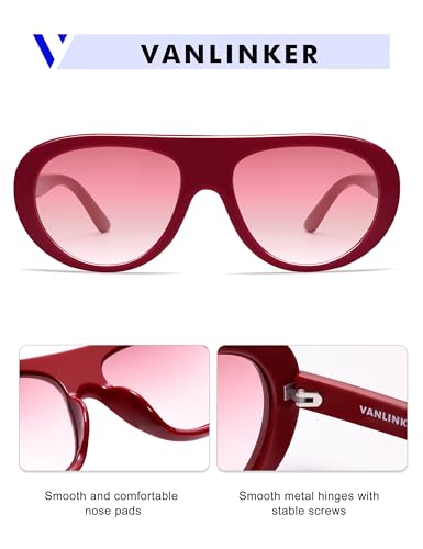Image of VANLINKER Oversized Retro Aviator Sunglasses for Women Men Chic 70s Vintage Style Trendy 2026 Chunky Sun Glasses VL9865