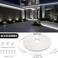 Sunshine smile 3M COB LED Streifen,220V Direktanschluss mit Eurostecker | Silikon Wasserdicht Led Strip,Naturweiss 6000K,Hohe Dichte Flexibler LED Strip,für Schlafzimmer Schrank Zuhause Party Deko – Ansicht 2