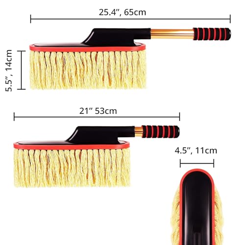 Image of TAKAVU Car Duster with Telescopic Handle for Car Cleaning, Super Soft Cotton Microfiber Dust Brush for Car Exterior Interior Cleaning, Scratch Free Cleaning Tool for Cars SUV Truck Home