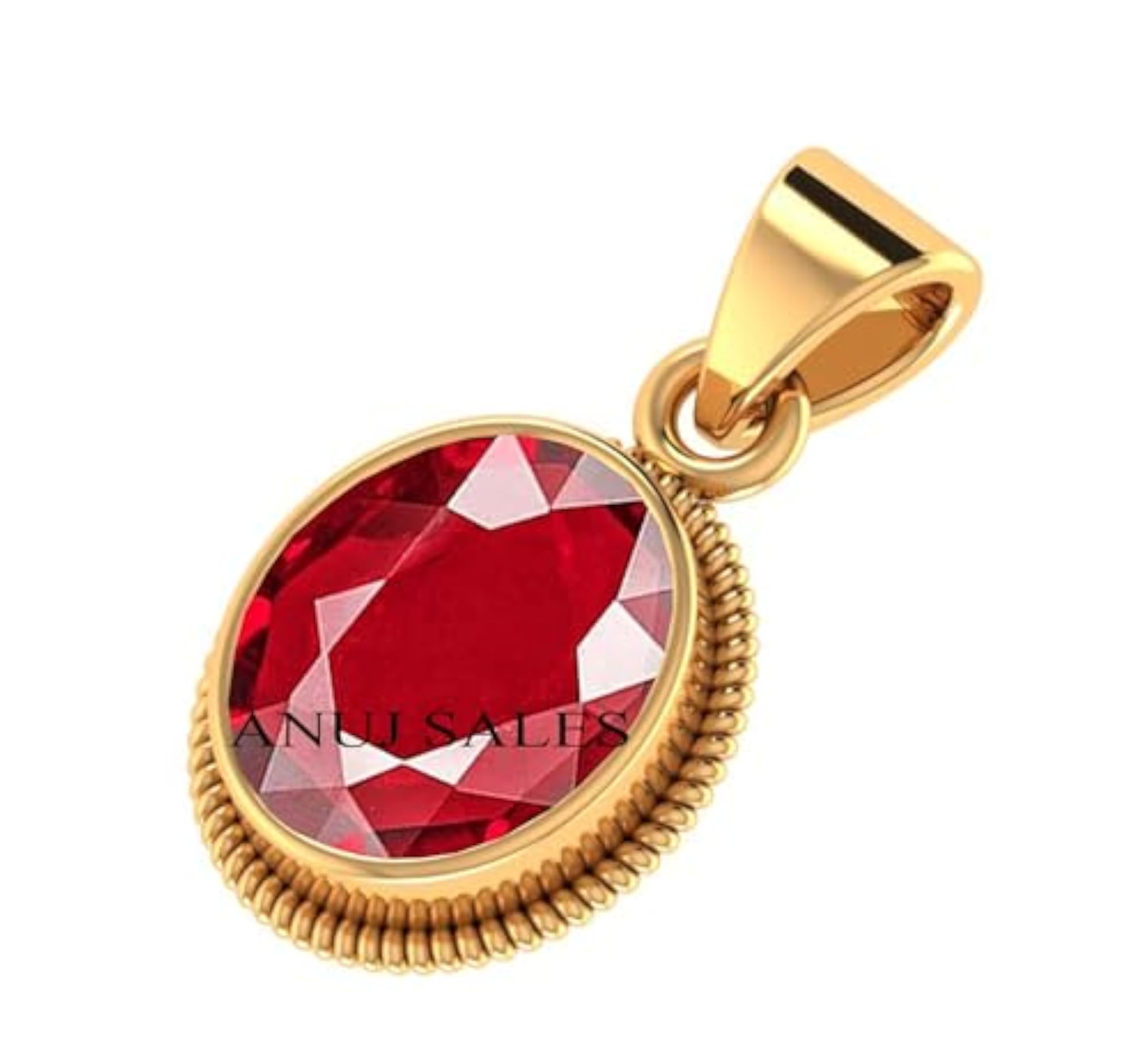 Ruby Pendant 14.25 Ratti Certified Gold Plated Birthstone