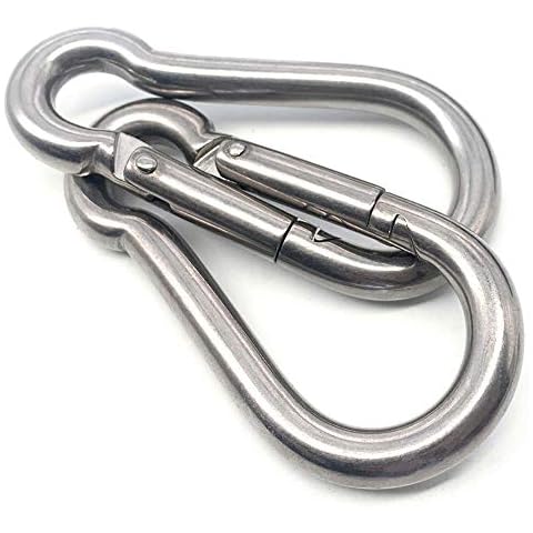 4 Inches Heavy Duty Stainless Steel Carabiner for Hammock Swing Chairs, EFFIET 2 Packs Spring Snap Hook Clips Spring Link Buckle for Gym Exercise, Punching Bags, Fishing, Hiking, Camping Cover
