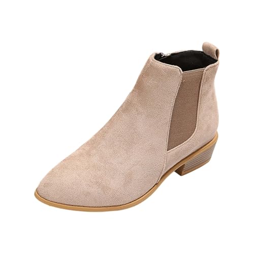 Chelsea Boots Damen Wildleder Stiefeletten Spitz Ankle Booties Mit Blockabsatz Westernstiefel Schlupfstiefel Elegant Damenstiefel Rutschfest Kurzstiefel Herbst Arbeitsstiefel Winterstiefel Gr.36-43