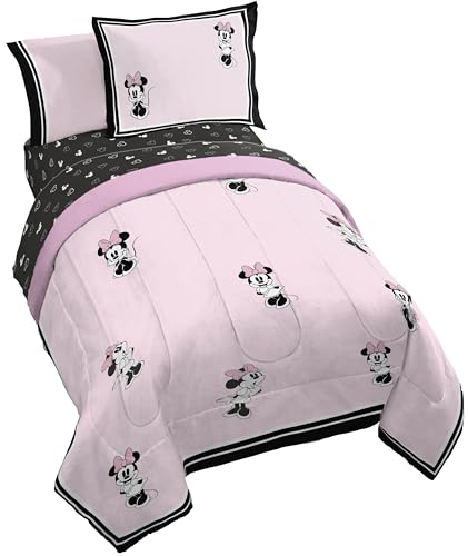 Image of Jay Franco Kids Comforter Set Includes Sheets and Pillow Covers - Soft and Cozy Bed Set for Stylish Room Decor, Official Licensed Bedding, Multi - Minnie Mouse, 7 Piece Full