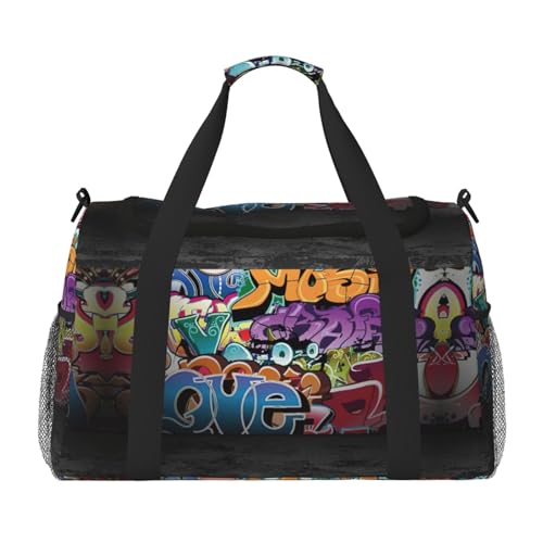 Graffiti Hip Hop Print Everyday Use Travel Duffle Bag Large Capacity Travel Bag Stylish Functional Bag