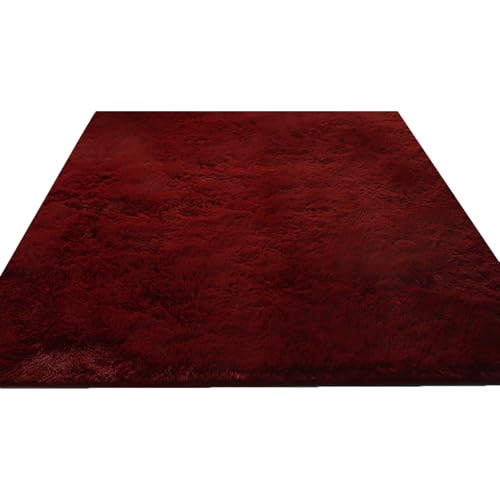 Insun Einfarbig Shaggy Teppich Hochflor Langflor Teppiche Modern für Wohnzimmer Schlafzimmer Weinrot 200x250cm