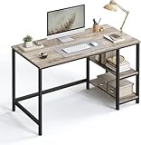 MA Steel Writing Computer Desk 120x60cm with Adjustable Shelves, Large Workstation for Home Office and Living Room, Industrial Steel Frame, Greige & Black LWD47MB