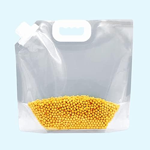 5pcs Cereal Containers Storage,Portable Outdoor Folding Storage Jug Water Carrier, Reusable Grain Airtight Food Storage Containers ，Transparent Resealable Large-Capacity Grain Storage Bags，Stand Up Food Storage Pouches (5L)