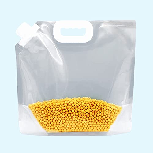 5Pcs Cereal Containers Storage,Portable Outdoor Folding Storage Jug Water Carrier, Reusable Grain Airtight Food Storage Containers ，Transparent Resealable Large-Capacity Grain Storage Bags，Stand Up Food Storage Pouches (5L) #TOP12