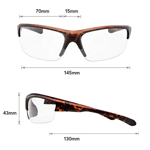 Vitenzi Bifocal Safety Glasses With Readers Wrap Around Sport Magnifying Safety Reading Protective Goggles Rome In Tortoise #TOP4