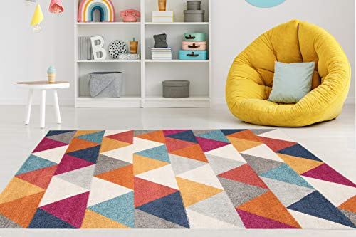 Carpeto Rugs Teppich Wohnzimmer Kurzflor Grau Modern Geometrisch Rauten Muster - Niedrigflor Teppich...