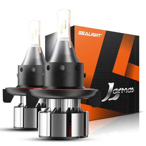 Image of SEALIGHT H13 LED Bulbs, L2 9008 24,000LM Super Brightness 6000K Cool White Fog Bulbs, IP68 Waterproof, Plug and Play, 15000RPM Turbo Fan, 60000Hrs Lifespan, 1:1 Size Driving Bulbs, Pack of 2