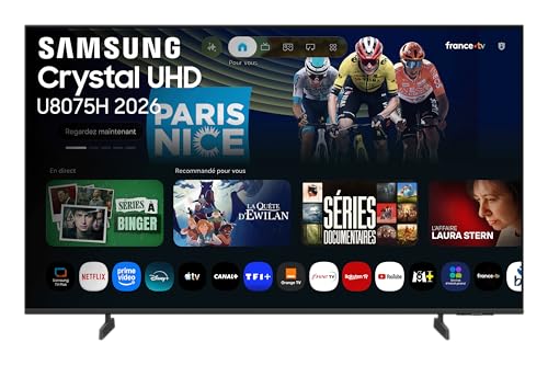 Samsung Smart TV 43 Pouces U8075H Crystal UHD 4K, PurColor, Upscaling 4K, Motion Xcelerator, Dynamic Sound Pack, Gaming Hub, Mode Football, Vision AI Companion...