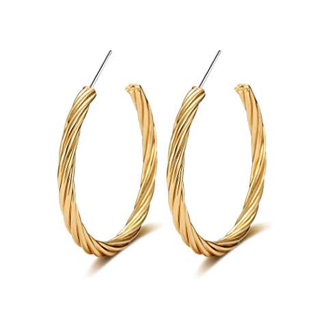 BIRSTONE Minimalist Design Rope Style Hoop Earrings for Women Cover