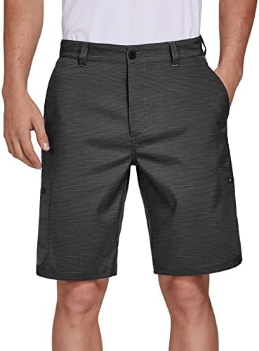 Mens Cargo Hiking Shorts Quick Dry Lightweight with Zipper Pockets 9 Inch Hybrid Stretch Golf Travel Dress Black