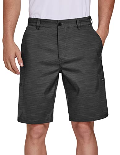Mens Cargo Hiking Shorts Quick Dry Lightweight With Zipper Pockets 9 Inch Hybrid Stretch Golf Travel Dress Black #TOP6