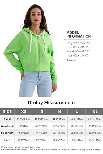 Orolay Women's Zip Up Hoodie Long Sleeve Cropped Sweatshirt Girls Workout Jacket Basic Casual Top Green L #TOP5