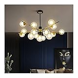 Lámpara De Araña De Vidrio De 9 Luces Lámparas Grandes para Techos Altos Accesorio De Iluminación De Techo Rústico Lámpara Colgante para Cocina Comedor Sala De Estar Dormitorio Oficina-Negro 95x65cm