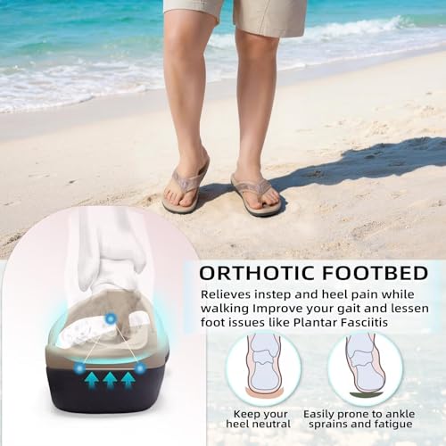Image of Orkii Womens Plantar Fasciitis Feet Sandals, Best Orthotic Flip Flops With Arch Support, Comfortable Walking Sandals