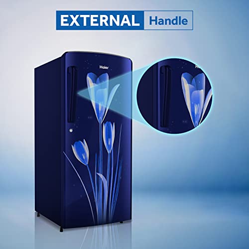 Image of Haier 182 L 2 Star Direct Cool Single Door Refrigerator Appliance, Diamond Edge Freezing Technology (HED-18BML-E, Marine Lily, 2022 Model)