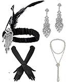 1920s Great Gatsby Accessories Set for Women,Costume Flapper Headpiece Headband (Medium, M8)
