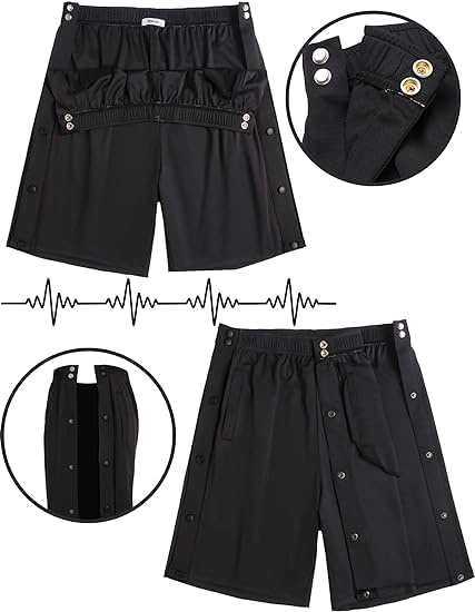 Tear Away Shorts for Men Post Surgery Adaptive Clothing Wide Leg Snap Loose Fit Shorts - Image 4